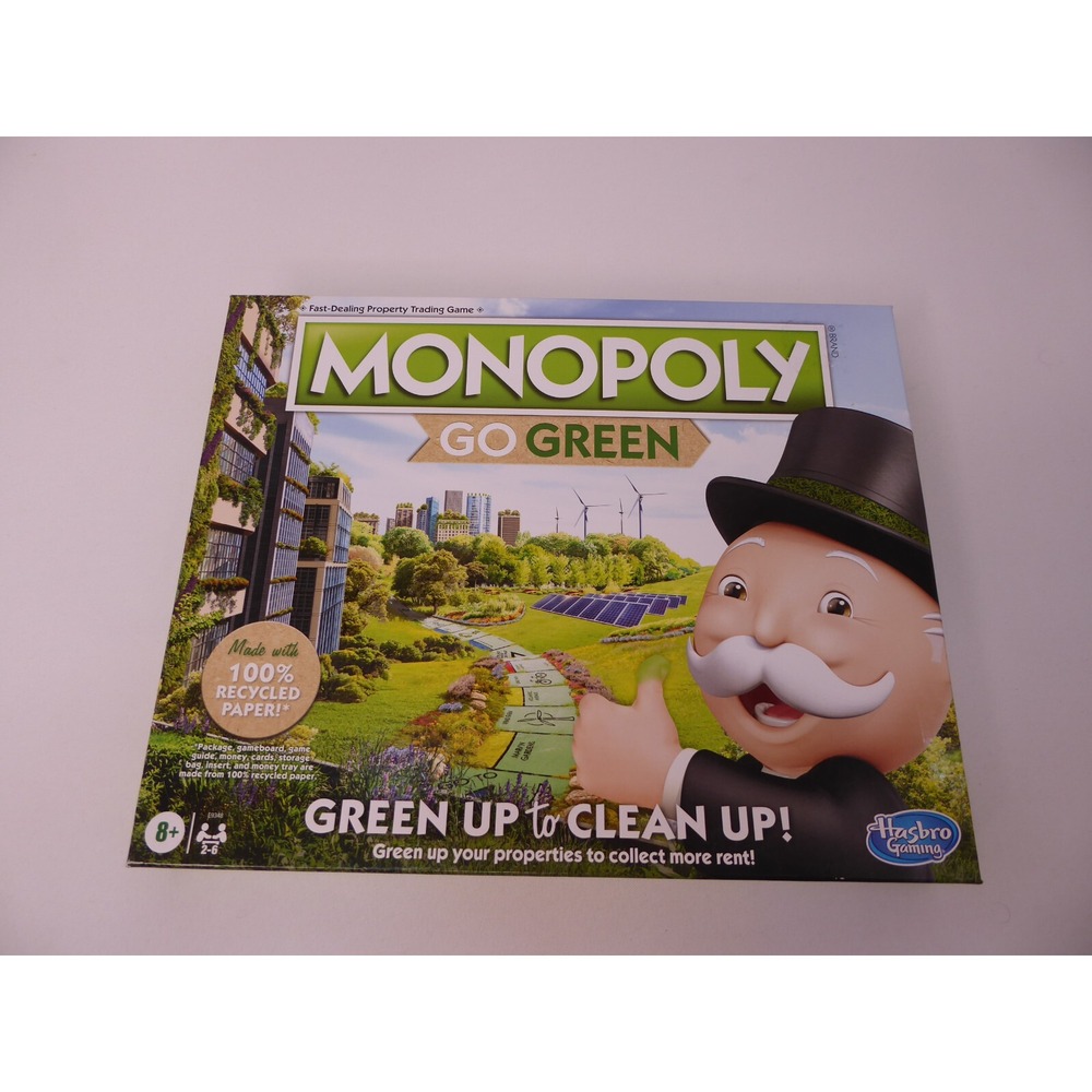 Monopoly: Go Green Edition Board Game Green Up to Clean Up New In Box Sealed